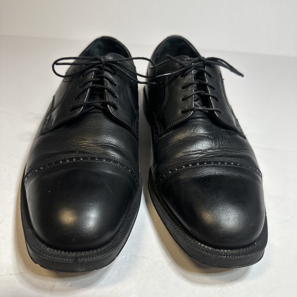 Florsheim Comfortech Black Leather Cap Toes Mens Cushioned Oxfords Size 10 D